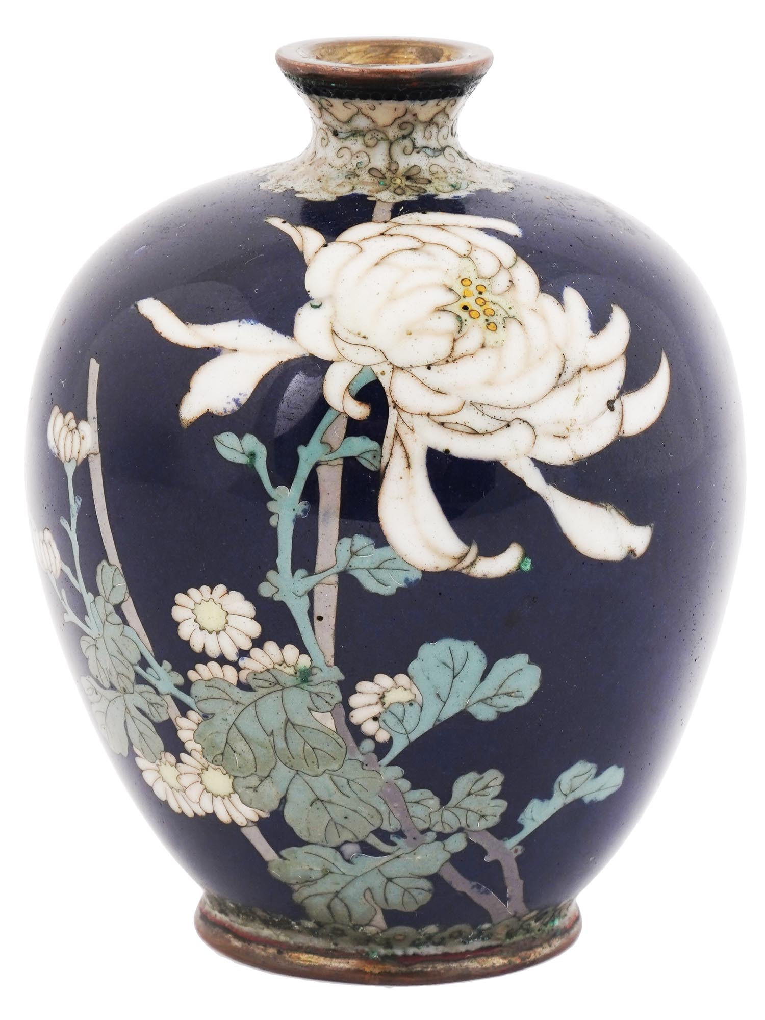 ANTIQUE JAPANESE CLOISONNE ENAMEL VASE WITH PEONIES PIC-0